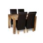 Light Mango Wood 120cm Dining Table & 4 Leather Rollback Chairs