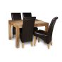 Light Mango Wood 120cm Dining Table & 4 Leather Rollback Chairs