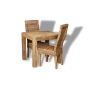 Light Mango Wood 80cm Dining Table & 2 Rattan Chairs