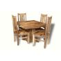 Light Mango WOod 90cm Cube Dining Table & 4 Mango Wood Chairs