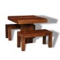 Small Dakota Cube Dining Table & 2 Dining Benches