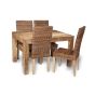 Light Mango Wood 120cm Dining Table & 4 Rattan Chairs