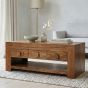 Dakota Mango Wood 110cm 6 Drawer Coffee Table