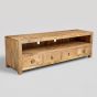 Light Dakota Mango Wood Large 200cm Media Unit - In Stock 