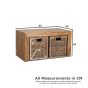 Small Open Mango Wood Coffee Table with Rattan Wicker Baskets