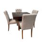 Mango Wood 90cm Cube Dining Table & 4 Milan Button Dining Chairs