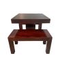 Mango Dark 90cm Cube Dining Table & 2 Mango Wood Benches