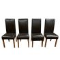 Set of 4 Brown Leather Dining Chairs