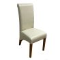 Cream Leather Rollback Dining Chair