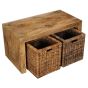 Light Dakota Coffee Table with Rattan Baskets
