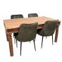 Jali Natural 160cm Dining Table & 4 Henley Velvet Dining Chairs