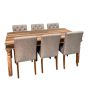 Jali Natural 180cm Dining Table & 6 Milan Button Dining Chairs