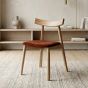 Japandi Rust Orange Velvet Oak Dining Chair