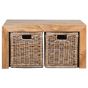 Light Dakota Coffee Table with 2 Rattan Baskets