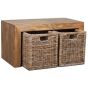 Light Dakota Coffee Table with 2 Rattan Baskets