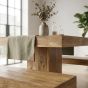 Light Mango Wood 90cm Cube Dining Table & 2 90cm Benches - In Stock