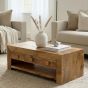 Light Dakota Mango Wood 110cm 6 Drawer Coffee Table