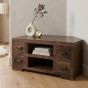 Mango Wood Walnut 115cm Corner TV Unit