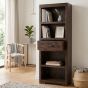 Mango Wood Walnut 65cm 1 Drawer Bookcase