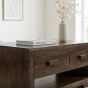 Mango Wood Walnut 90cm 2 Drawer Coffee Table