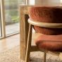 Scandi Orange Rust Velvet Oak Dining Chair - Light Leg - In Stock 