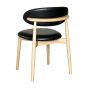 Scandi Black Faux Leather Oak Dining Chair (Light Leg) - Due 19th September