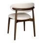 Scandi Latte Fabric Oak Dining Chair (Dark Leg) - In stock