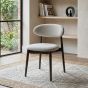 Scandi Cream Boucle Oak Dining Chair - Dark Leg