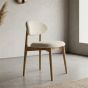 Scandi Cream Boucle Oak Dining Chair - Light Leg