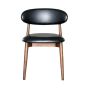 Scandi Black Faux Leather Oak Dining Chair (Dark Leg) - In Stock