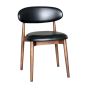 Scandi Black Faux Leather Oak Dining Chair (Dark Leg) - In Stock