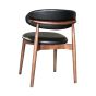 Scandi Black Faux Leather Oak Dining Chair (Dark Leg) - In Stock