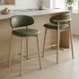 Scandi Green Faux Leather CRIB 5 Bar Stool - Light Leg - Due 16th October