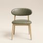 Scandi Green Faux Leather Oak Dining Chair