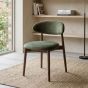 Scandi Green Velvet Oak Dining Chair - Dark Leg