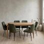 SCANDI MANGO 190CM DINING TABLE WITH 6 OLIVE GREEN HENLEY CHAIRS