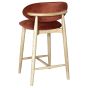 Scandi Rust-Orange Velvet Oak Bar Stool - Light Leg - Due 31st September