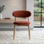 Scandi Orange Rust Velvet Oak Dining Chair - Light Leg