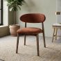 Scandi Orange/Rust Velvet Oak Dining Chair - Dark Leg