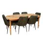 Scandi Mango 190cm Dining Table & 6 Henley Velvet Dining Chair