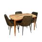 Scandi Mango 130cm Dining Table & 4 Henley Velvet Dining Chairs