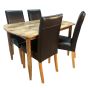 Scandi Mango 130cm Dining Table & 4 Leather Barcelona Dining Chairs