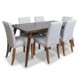 Vintage Mango Dining Table Large & 6 Milan Fabric Chairs