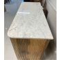 Flute Light Mango Wood Marble Top Sideboard With Optional Gold Base - One available