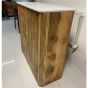 Flute Light Mango Wood Marble Top Sideboard With Optional Gold Base - One available