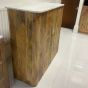 Flute Light Mango Wood Marble Top Sideboard With Optional Gold Base - One available