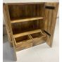 Flute Light Mango Wood Marble Top Sideboard With Optional Gold Base - One available