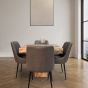 Light Mango Wood 90cm Cube Dining Table & 4 Faux Leather Dining Chairs