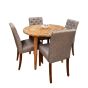 Light Vintage Mango 100cm Round Dining Table & 4 Milan Button Dining Chairs