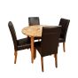 Light Vintage Mango 100cm Round Dining Table & 4 Barcelona Dining Chairs